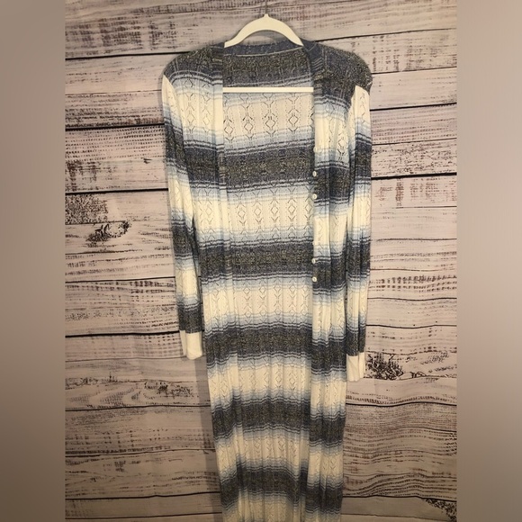 Striped Long Cardigan size Large - Picture 2 of 9